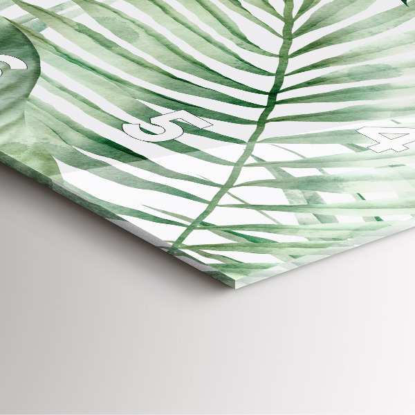 Square wall clock Painted plant leaves