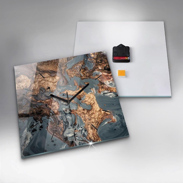 Square wall clock Marble gold abstract
