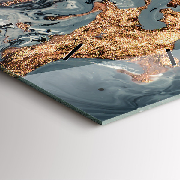 Square wall clock Marble gold abstract