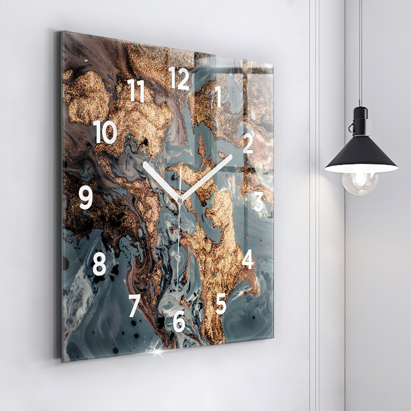 Square wall clock Marble gold abstract