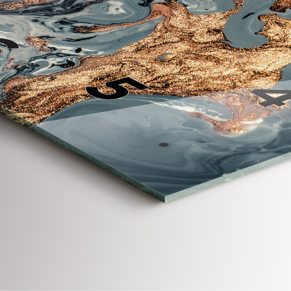 Square wall clock Marble gold abstract