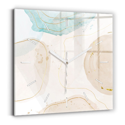 Square wall clock Watercolor stains