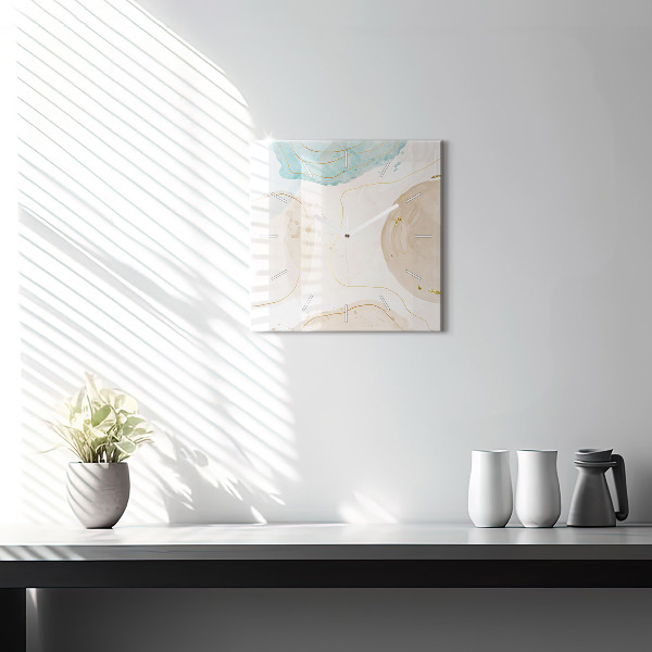 Square wall clock Watercolor stains