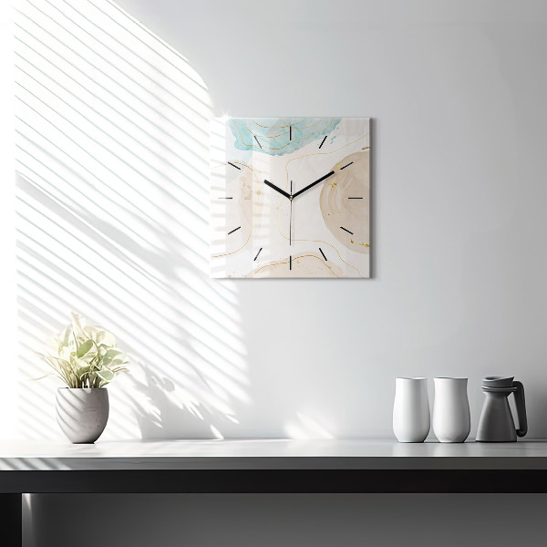 Square wall clock Watercolor stains