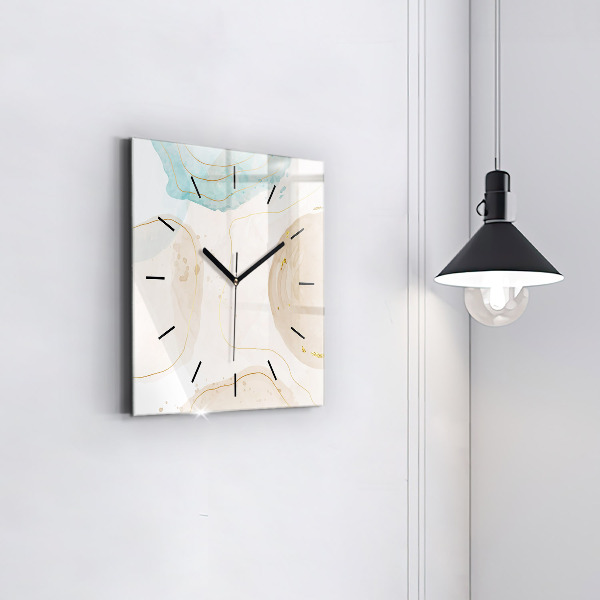Square wall clock Watercolor stains