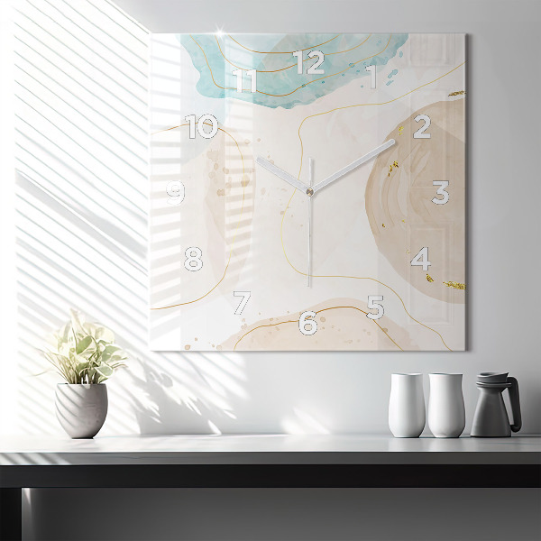 Square wall clock Watercolor stains