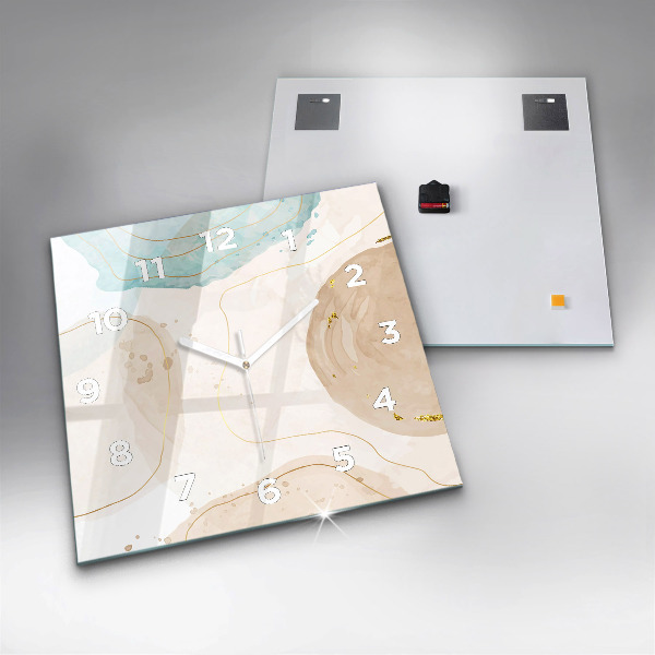 Square wall clock Watercolor stains