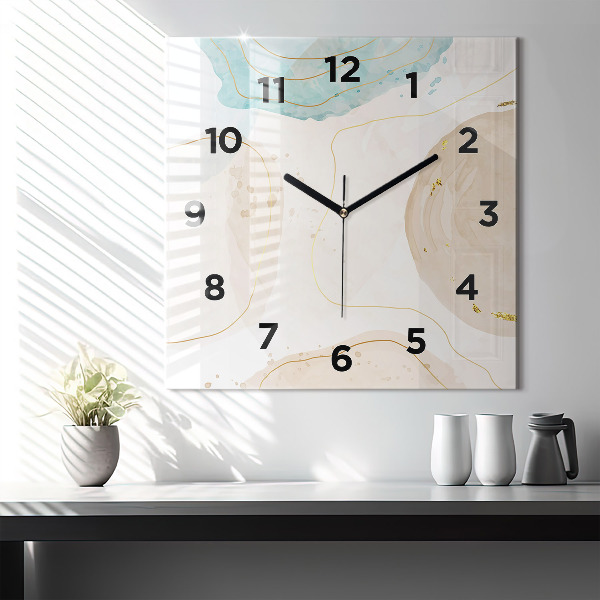 Square wall clock Watercolor stains