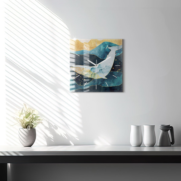 Square wall clock Abstract whale