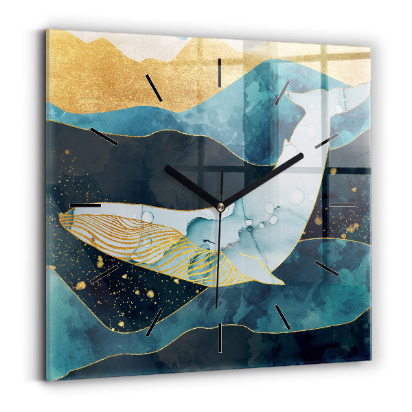 Square wall clock Abstract whale