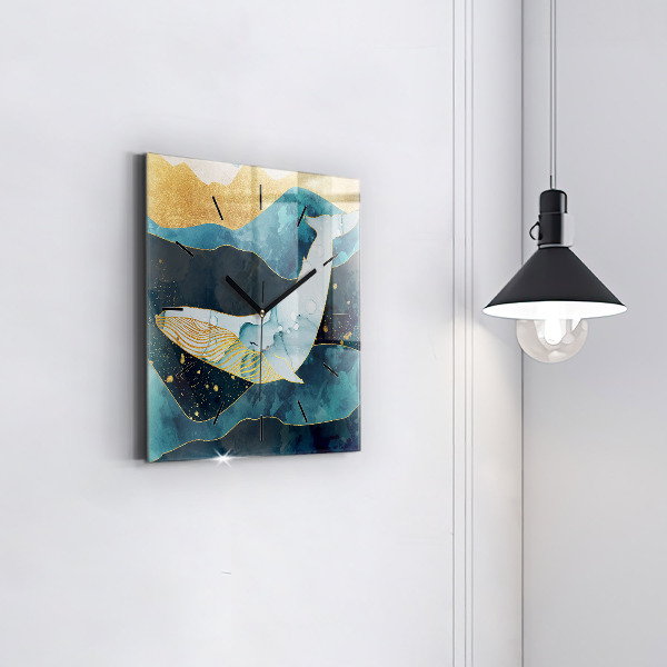 Square wall clock Abstract whale