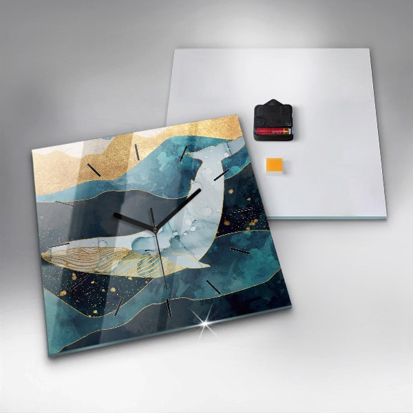 Square wall clock Abstract whale