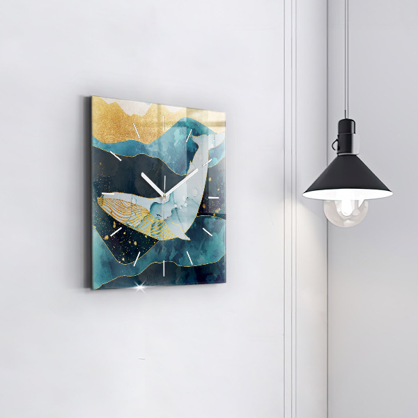 Square wall clock Abstract whale