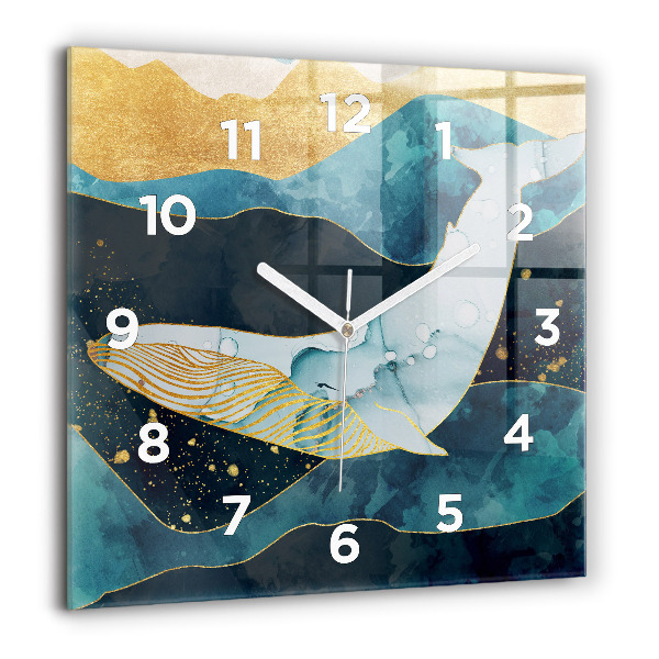 Square wall clock Abstract whale
