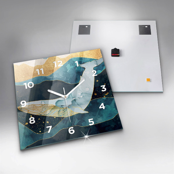 Square wall clock Abstract whale