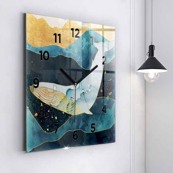 Square wall clock Abstract whale