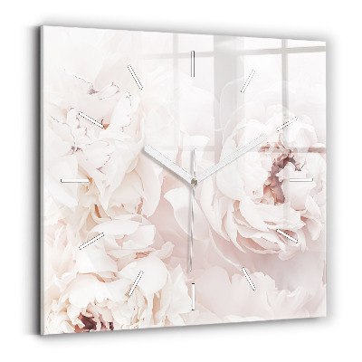 Square wall clock Peony flowers