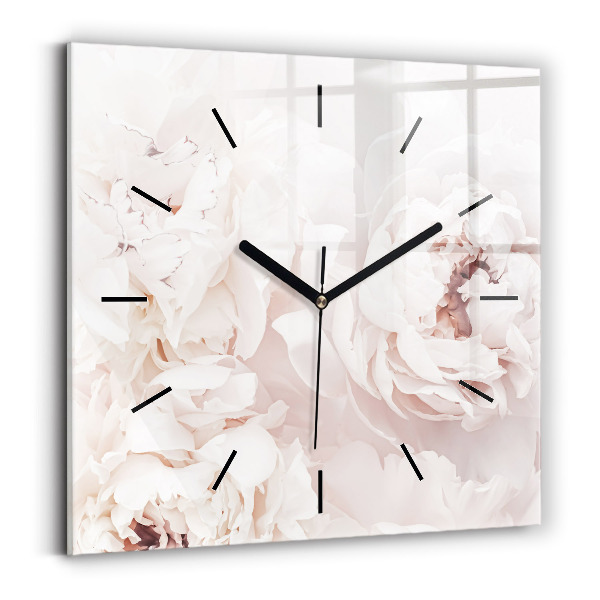 Square wall clock Peony flowers