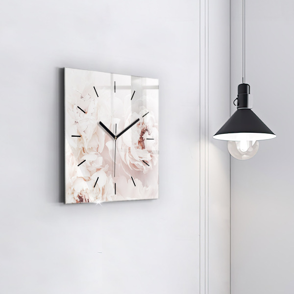Square wall clock Peony flowers