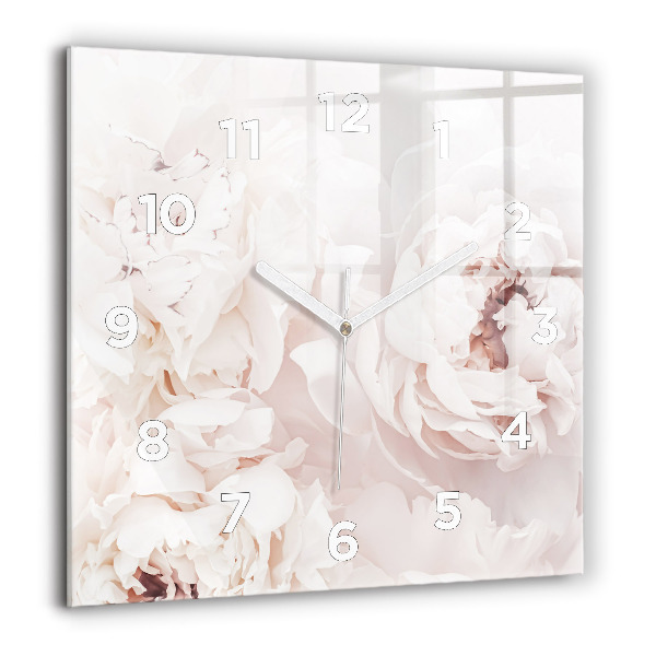Square wall clock Peony flowers