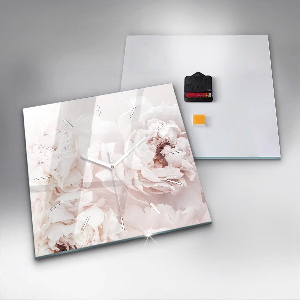 Square wall clock Peony flowers