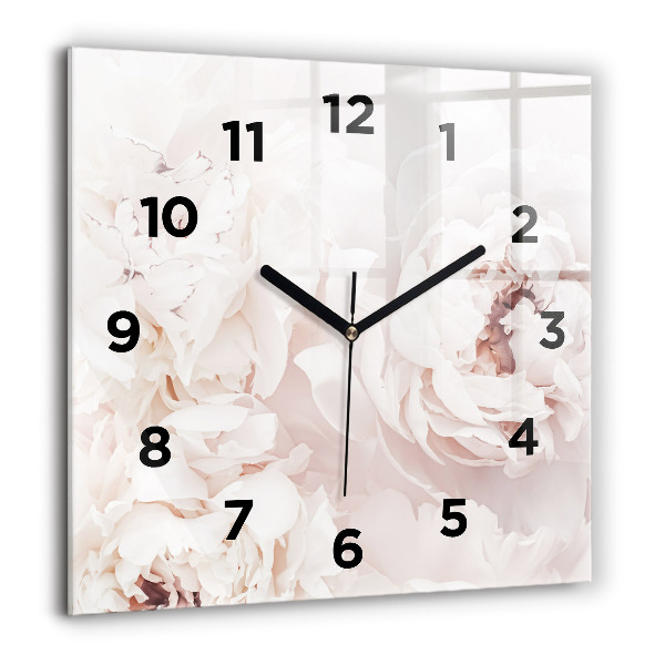 Square wall clock Peony flowers