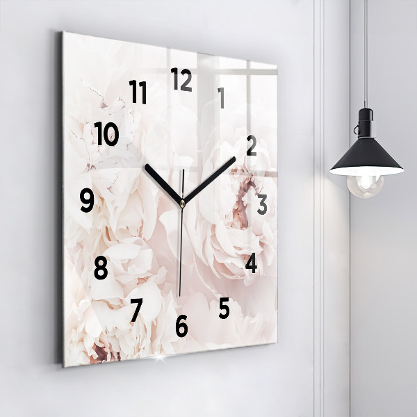 Square wall clock Peony flowers