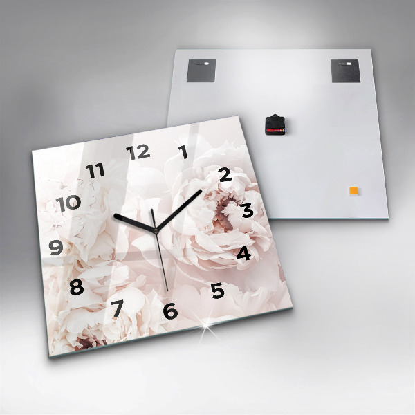 Square wall clock Peony flowers