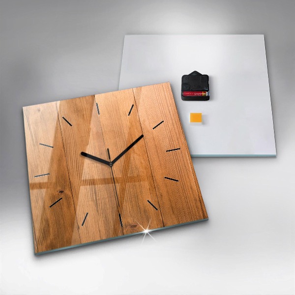Square wall clock Wooden boards