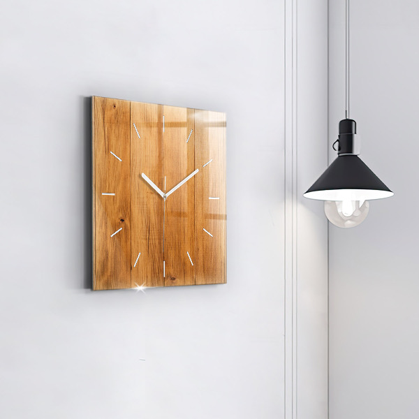 Square wall clock Wooden boards