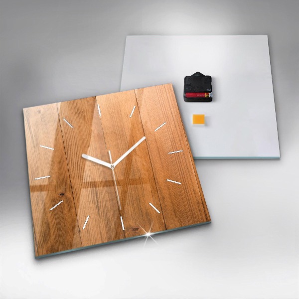 Square wall clock Wooden boards
