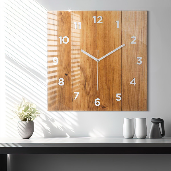 Square wall clock Wooden boards