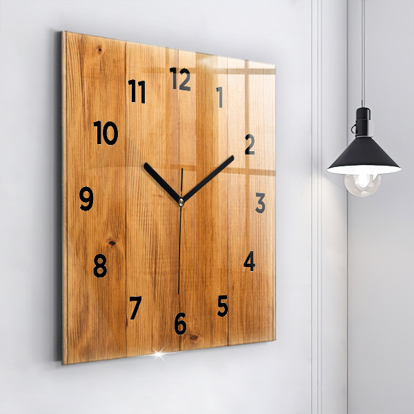 Square wall clock Wooden boards