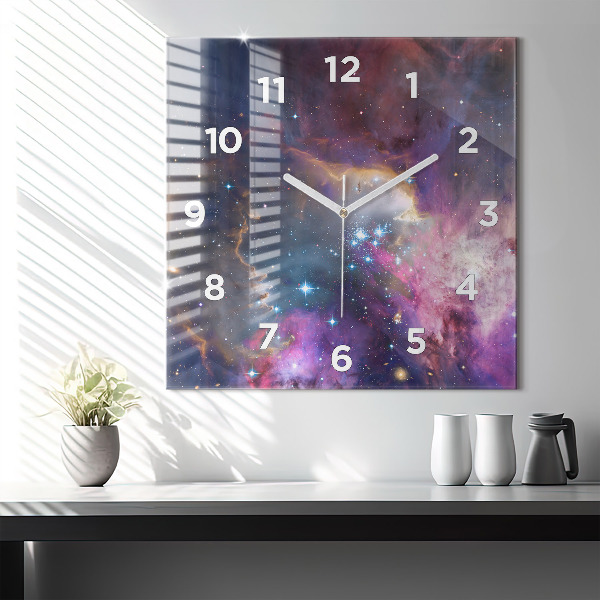 Square wall clock Galaxy and stars