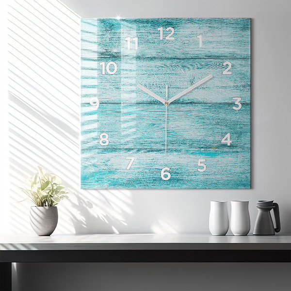 Square wall clock Blue old wood