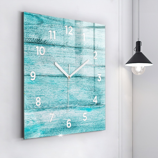 Square wall clock Blue old wood