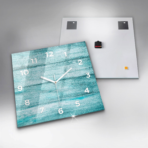 Square wall clock Blue old wood