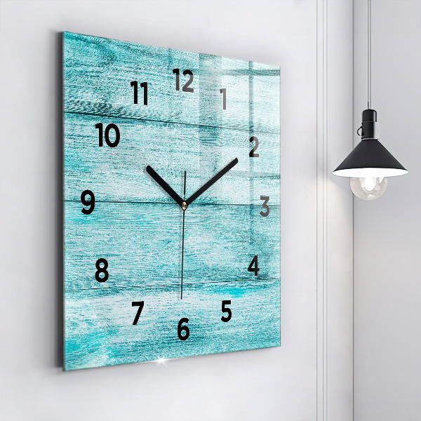 Square wall clock Blue old wood