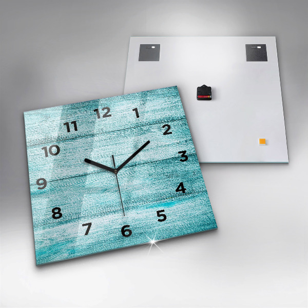 Square wall clock Blue old wood