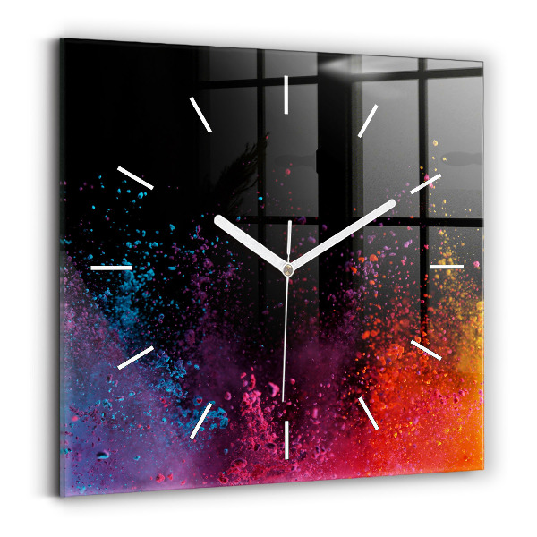 Square wall clock Explosion of colors