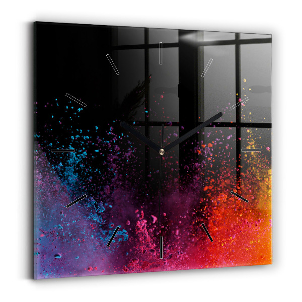 Square wall clock Explosion of colors