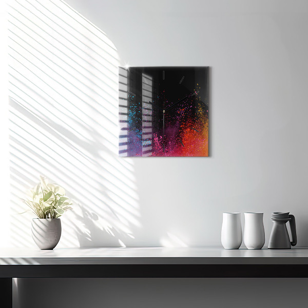 Square wall clock Explosion of colors