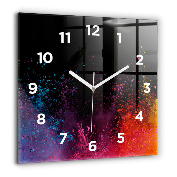 Square wall clock Explosion of colors