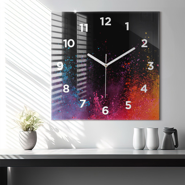 Square wall clock Explosion of colors