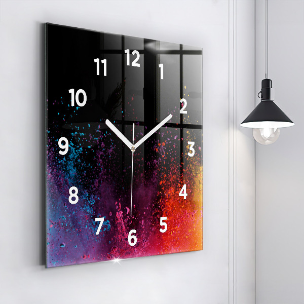 Square wall clock Explosion of colors