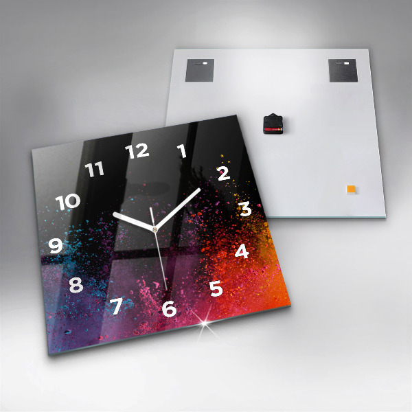 Square wall clock Explosion of colors