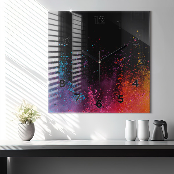 Square wall clock Explosion of colors