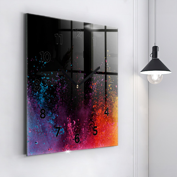 Square wall clock Explosion of colors