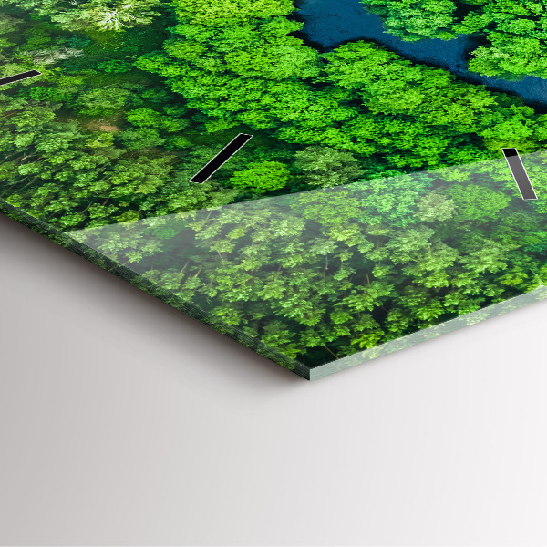 Square wall clock River in the forest