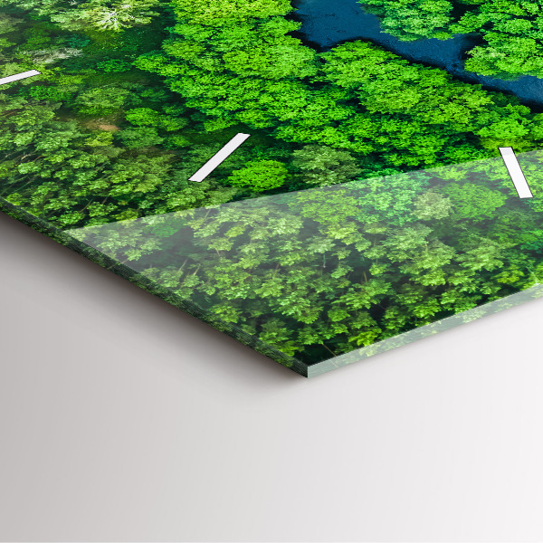 Square wall clock River in the forest